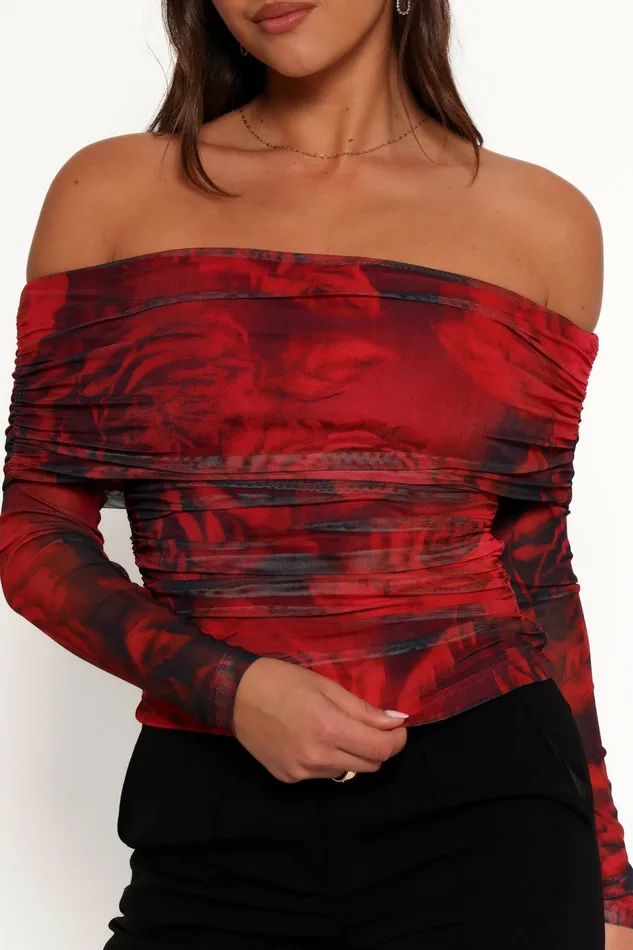 Women Petal and Pup Koa Off Shoulder Top Rose Print Off The Shoulder Tops