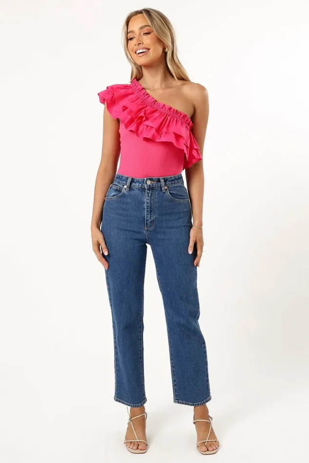 Women Petal and Pup Meena One Shoulder Bodysuit Fuchsia Bodysuits