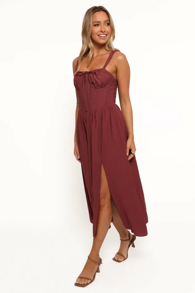 Women Petal and Pup Sofie Midi Dress Brick Winter Dresses