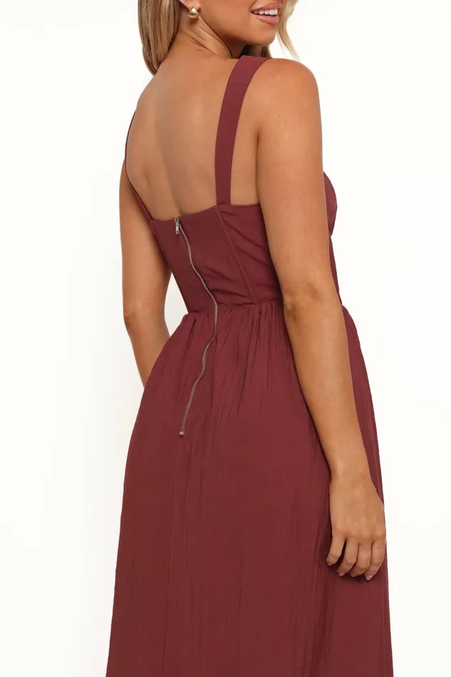 Women Petal and Pup Sofie Midi Dress Brick Winter Dresses