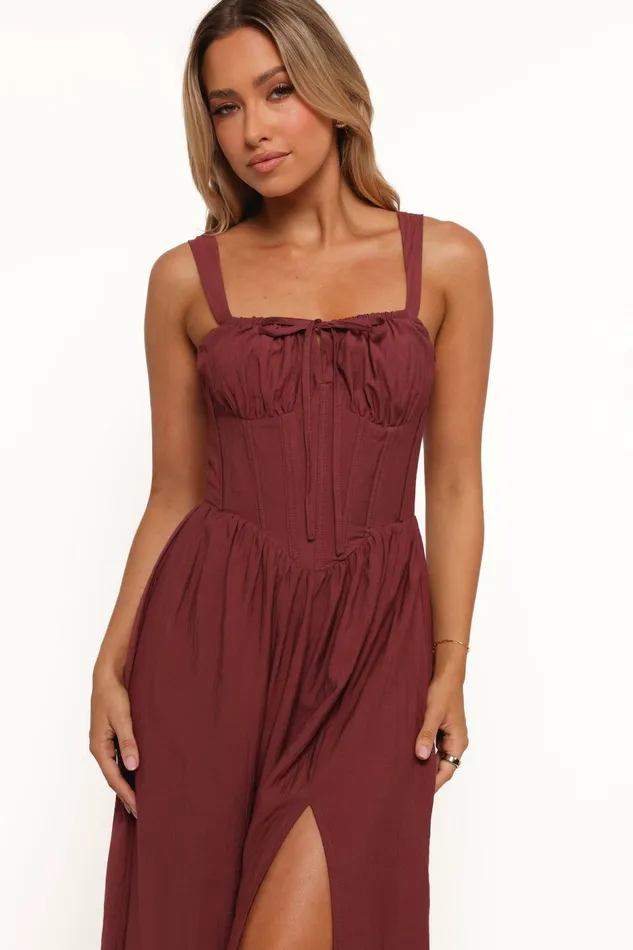 Women Petal and Pup Sofie Midi Dress Brick Winter Dresses