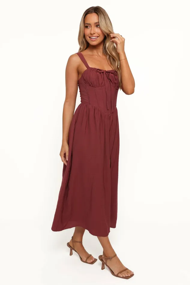 Women Petal and Pup Sofie Midi Dress Brick Winter Dresses