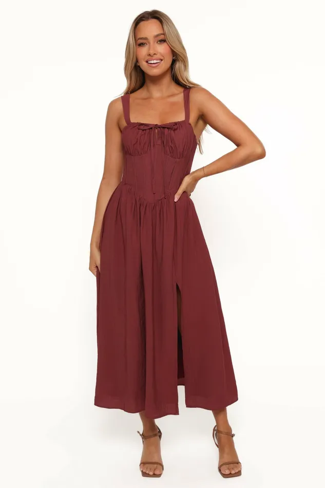 Women Petal and Pup Sofie Midi Dress Brick Winter Dresses