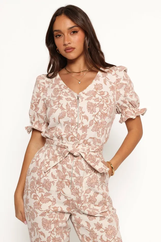 Women Petal and Pup Valerie Jumpsuit Ivory Tan Denim