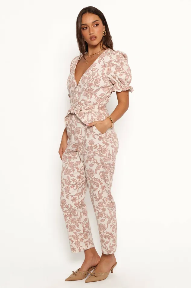 Women Petal and Pup Valerie Jumpsuit Ivory Tan Denim