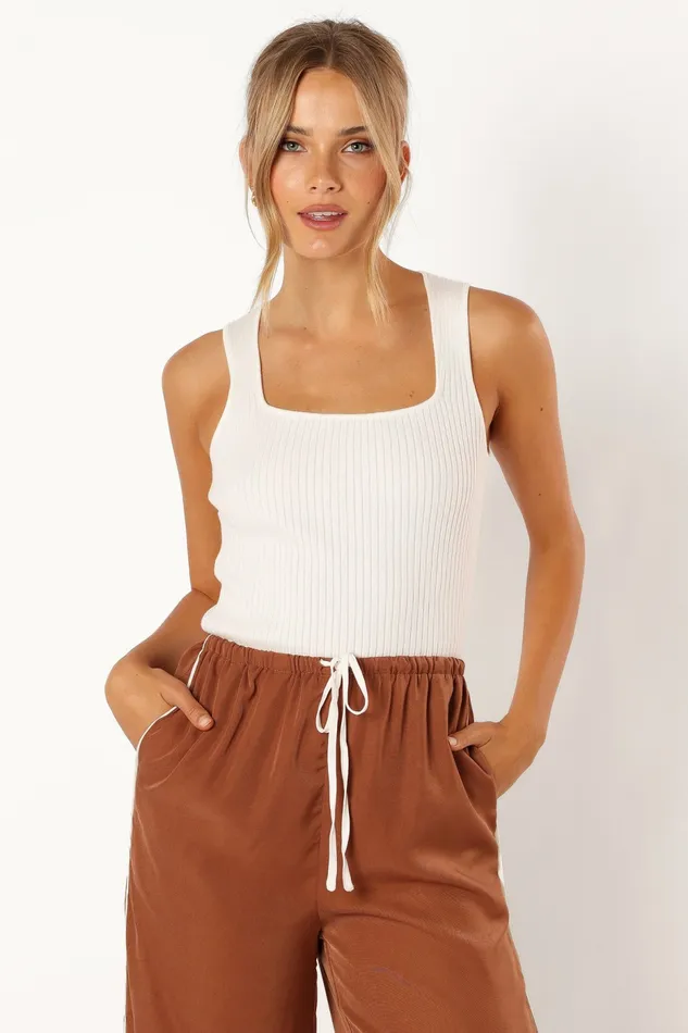 Women Petal and Pup Yara Rib Knit Top White Tops