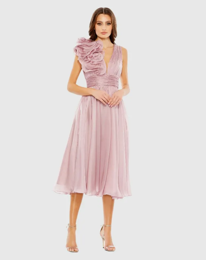 Women Pink Sleeveless Chiffon ALine Tea Length Cocktail Dress Rose Cocktail Dresses Mac Duggal Women Pink Sleeveless Chiffon ALine Tea Length Cocktail Dress Rose Cocktail Dresses Mac Duggal