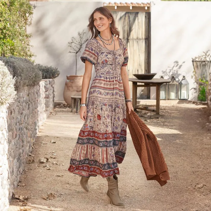 Women Plaza Print Dress Ivory Sundance Catalog Dresses and Jumpsuits