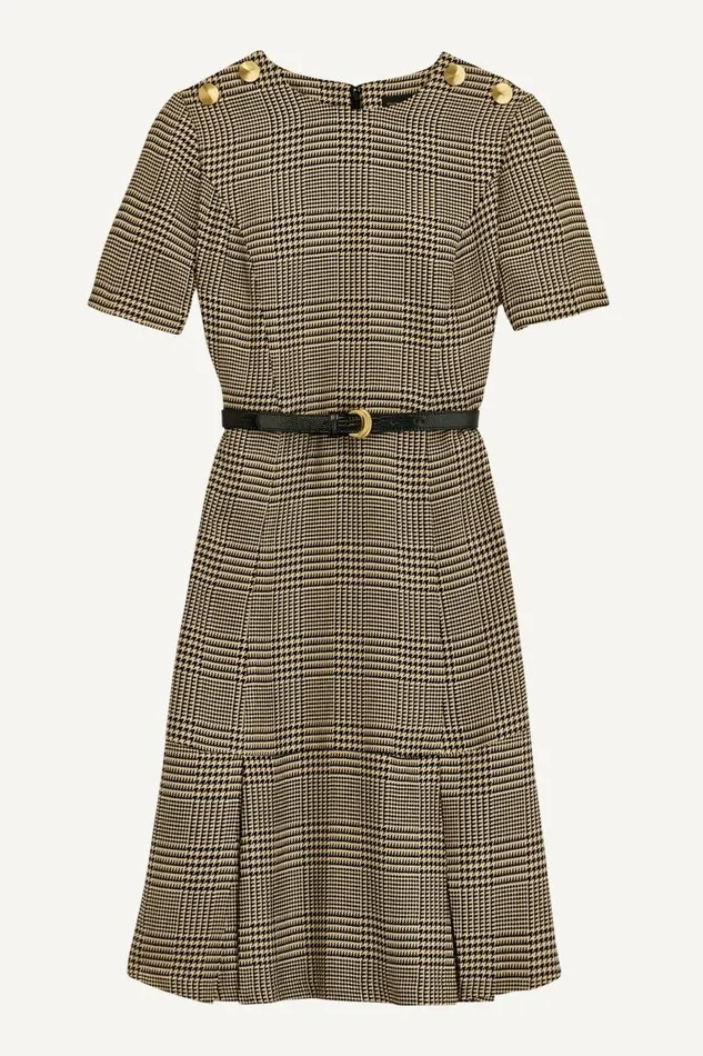 Women PLEATED PLAID DRESS WITH BELT Blackfawngold Donna Karan New York Dresses And Jumpsuits Women PLEATED PLAID DRESS WITH BELT Blackfawngold Donna Karan New York Dresses And Jumpsuits