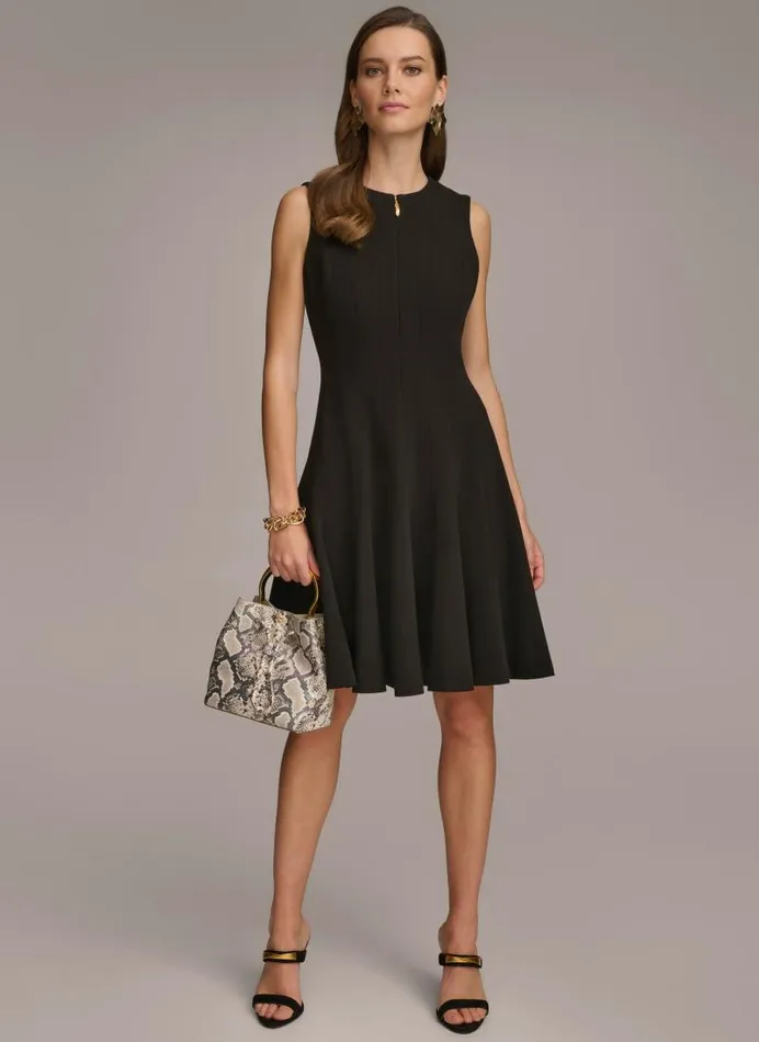 Women PLEATED SKIRT DRESS Black Donna Karan New York Dresses And Jumpsuits