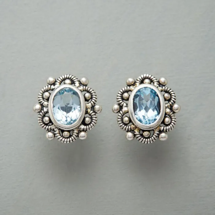 Women Portrait In Blue Earrings Sundance Catalog Earrings