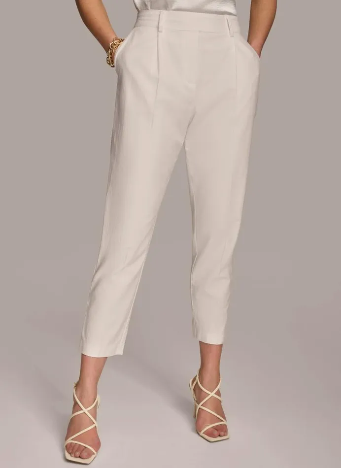 Women PULL ON TROUSER WITH PLEATS Cream Donna Karan New York Pants