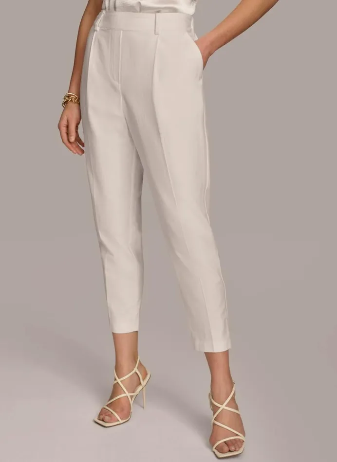 Women PULL ON TROUSER WITH PLEATS Cream Donna Karan New York Pants Women PULL ON TROUSER WITH PLEATS Cream Donna Karan New York Pants