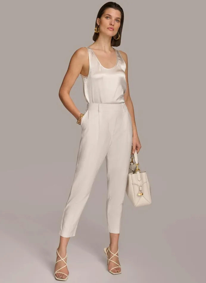 Women PULL ON TROUSER WITH PLEATS Cream Donna Karan New York Pants Women PULL ON TROUSER WITH PLEATS Cream Donna Karan New York Pants