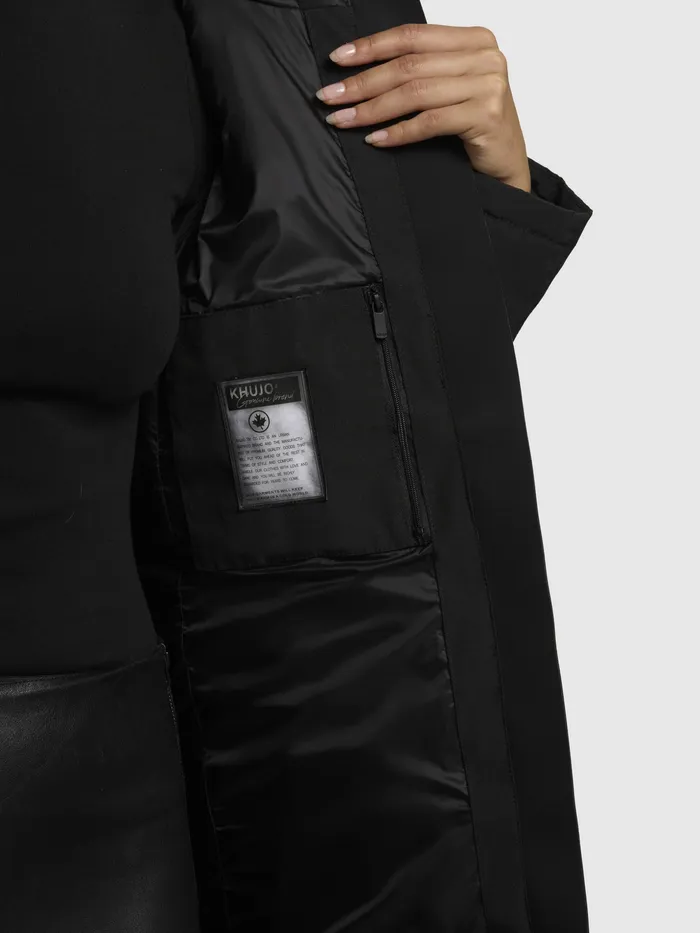 Women Quilted Coats KHUJO Mantel CLARESSE Schwarz Schwarz