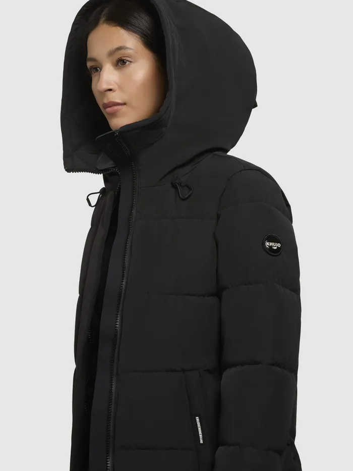 Women Quilted Coats KHUJO Mantel CLARESSE Schwarz Schwarz