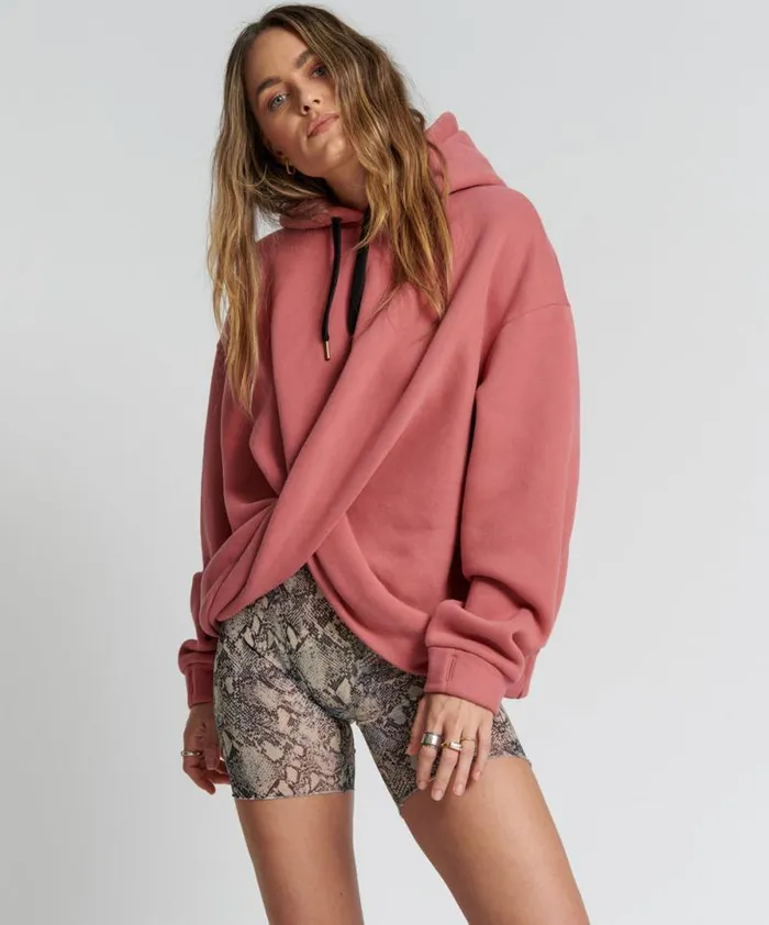 Women RED VELVET LUXE TWISTED HOODY One Teaspoon Hoodies And Sweats