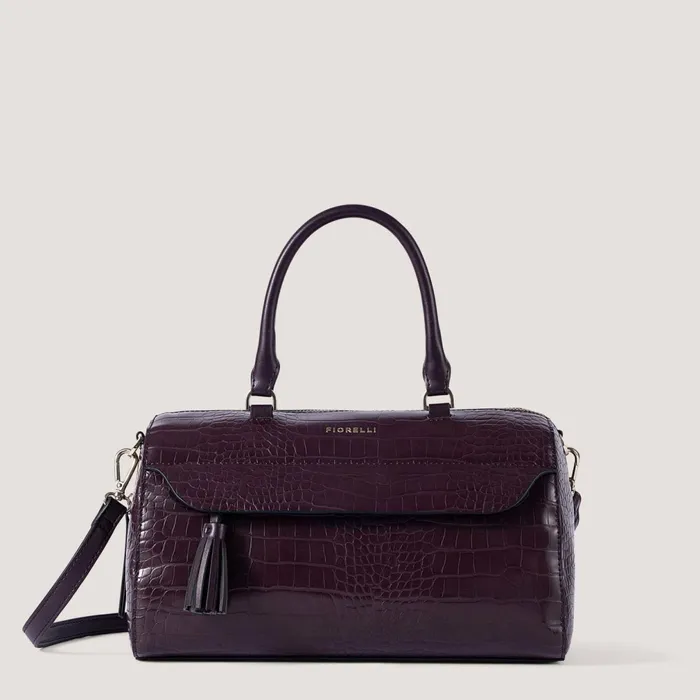 Women Remington Bowler Bag Burgundy Croc Fiorelli Grab Bags