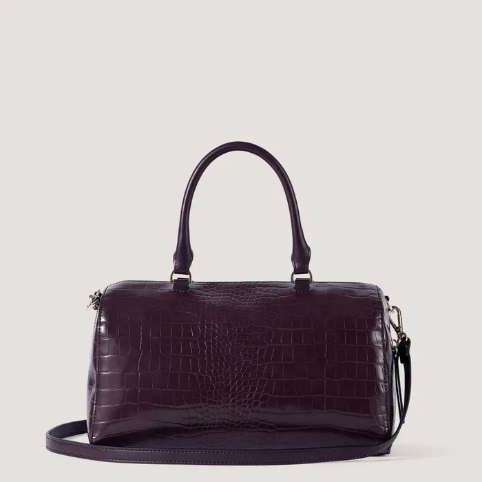 Women Remington Bowler Bag Burgundy Croc Fiorelli Grab Bags