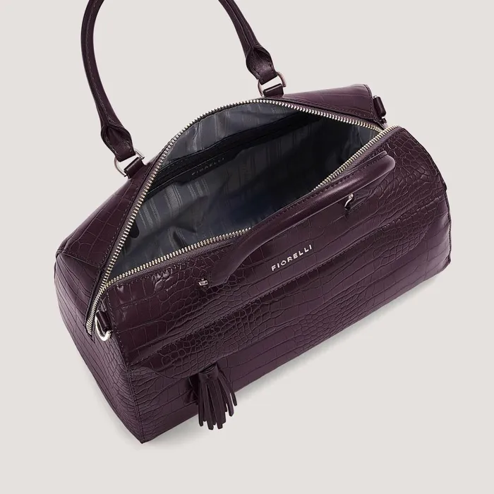 Women Remington Bowler Bag Burgundy Croc Fiorelli Grab Bags