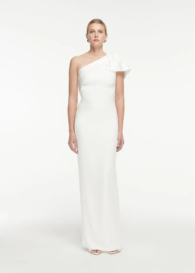 Women Roland Mouret Clothing Asymmetric Satin Crepe Gown