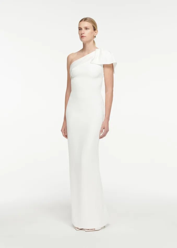 Women Roland Mouret Clothing Asymmetric Satin Crepe Gown
