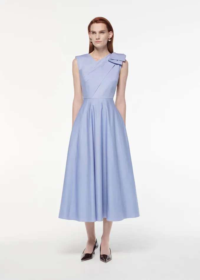 Women Roland Mouret Clothing Bow Cotton Poplin Midi Dress