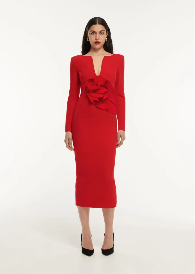 Women Roland Mouret Clothing Flower Detail Midi Dress