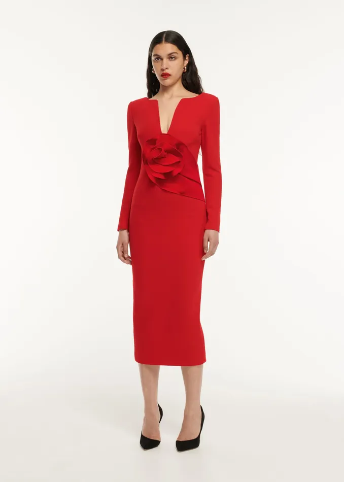 Women Roland Mouret Clothing Flower Detail Midi Dress