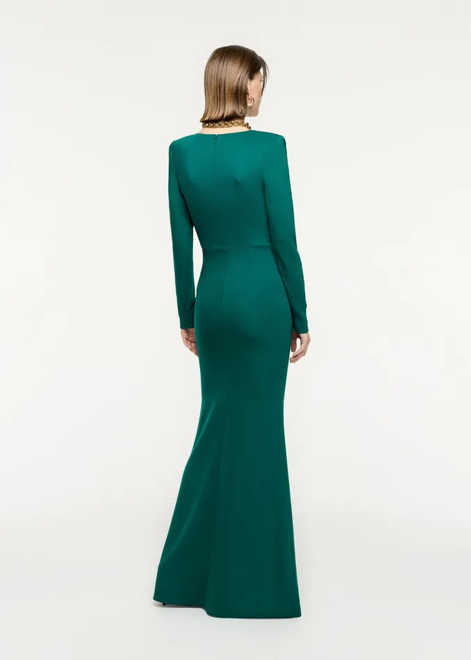 Women Roland Mouret Clothing Long Sleeve Stretch Cady Maxi Dress