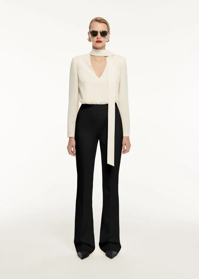 Women Roland Mouret Clothing Long Sleeve Tie Stretch Cady