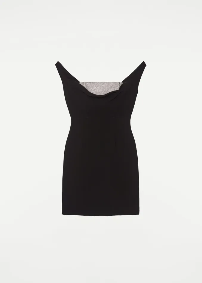 Women Roland Mouret Clothing Off Shoulder Silk Wool Diamante Mini Dress