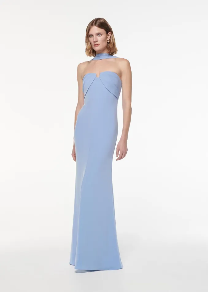 Women Roland Mouret Clothing Sash Satin Crepe Gown
