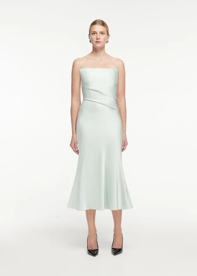 Women Roland Mouret Clothing Strapless Satin Crepe Midi Dress