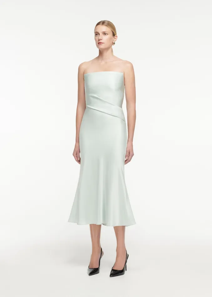 Women Roland Mouret Clothing Strapless Satin Crepe Midi Dress