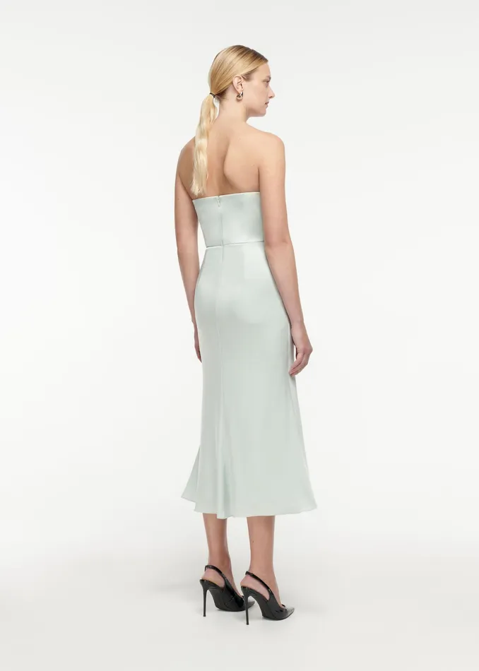 Women Roland Mouret Clothing Strapless Satin Crepe Midi Dress