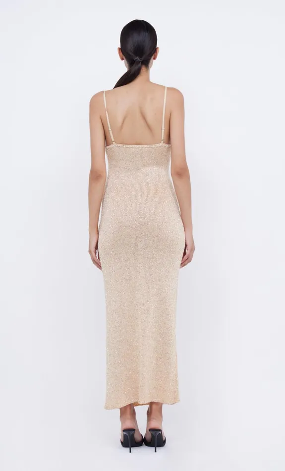 Women SADIE SEQUIN KNIT SLIP DRESS 8211 GOLD Bec Bridge Maxi Dresses