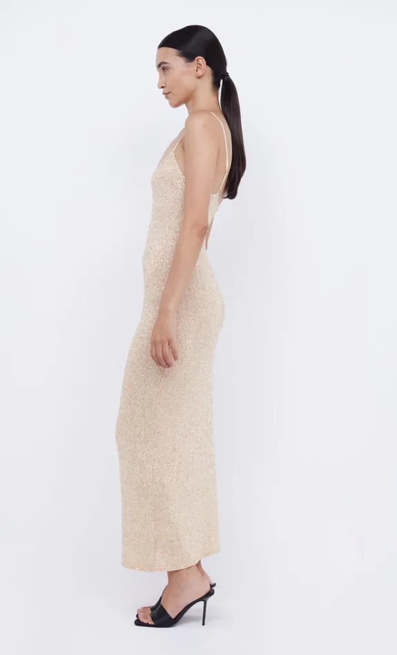 Women SADIE SEQUIN KNIT SLIP DRESS 8211 GOLD Bec Bridge Maxi Dresses