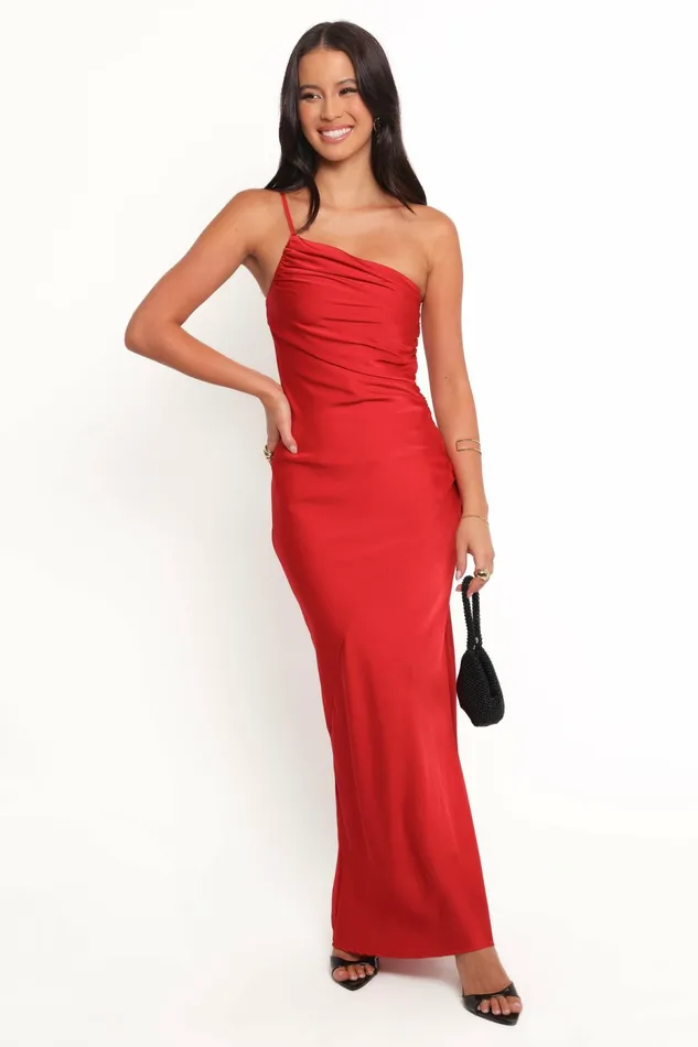 Women Safir Maxi Dress Red Satin Dresses Petal and Pup