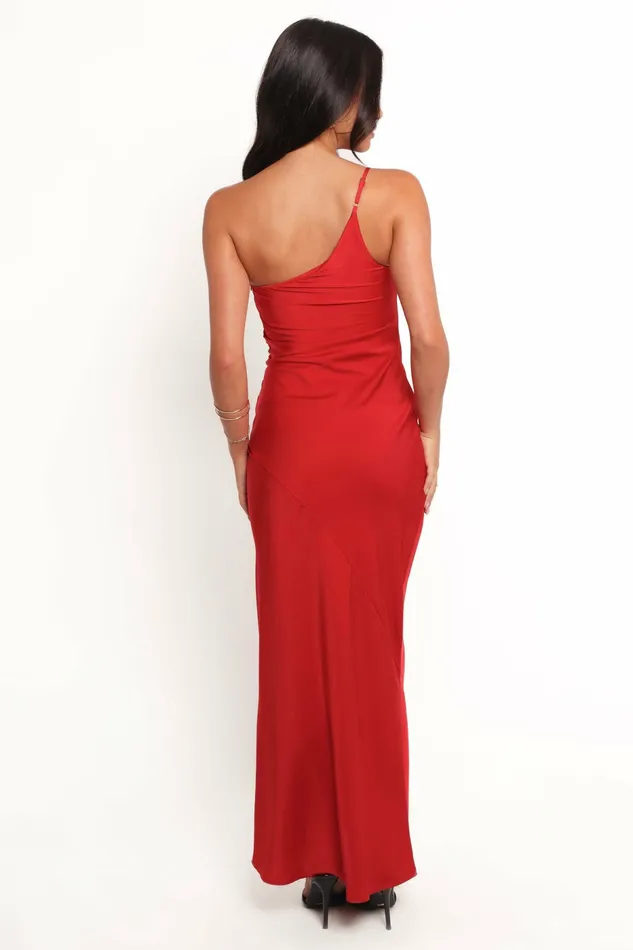 Women Safir Maxi Dress Red Satin Dresses Petal and Pup
