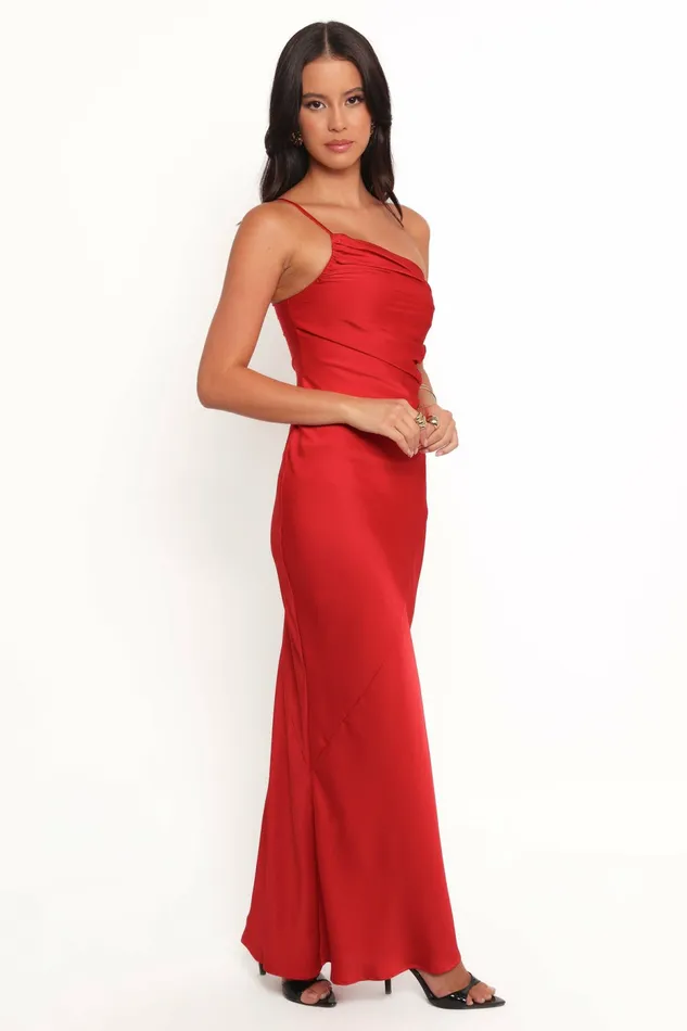 Women Safir Maxi Dress Red Satin Dresses Petal and Pup
