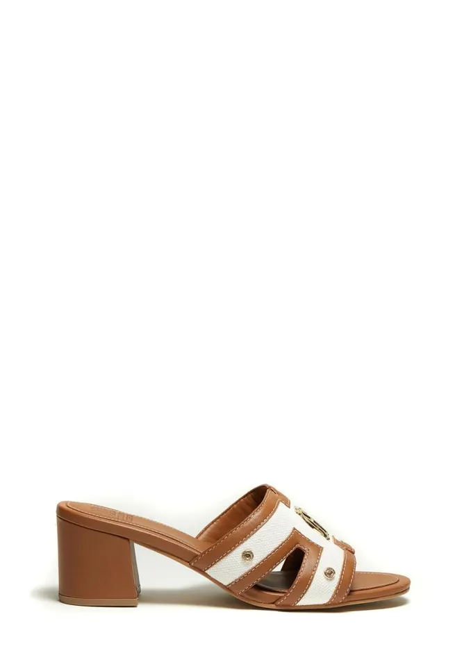 Women Sandals and Slides Holland Cooper Monogram Mule Tan Canvas