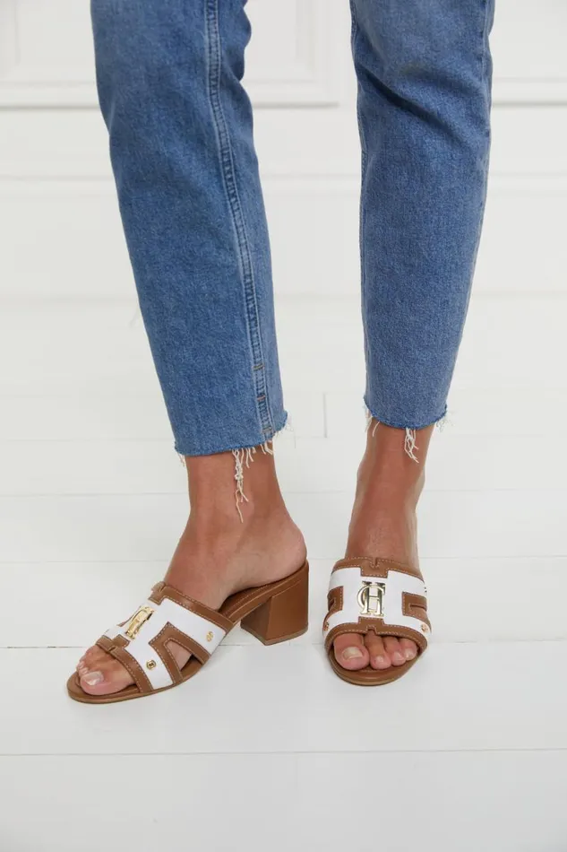 Women Sandals and Slides Holland Cooper Monogram Mule Tan Canvas Women Sandals and Slides Holland Cooper Monogram Mule Tan Canvas