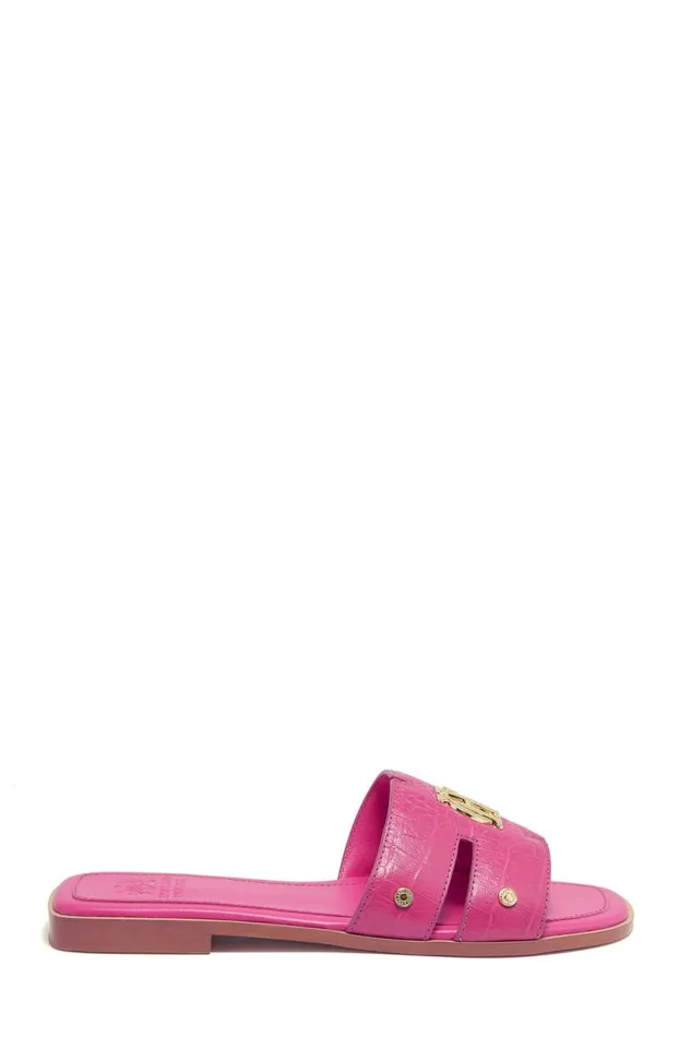 Women Sandals and Slides Holland Cooper Monogram Slides Pink Croc Women Sandals and Slides Holland Cooper Monogram Slides Pink Croc