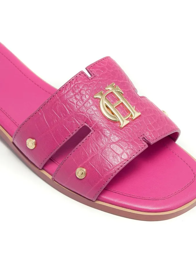 Women Sandals and Slides Holland Cooper Monogram Slides Pink Croc Women Sandals and Slides Holland Cooper Monogram Slides Pink Croc