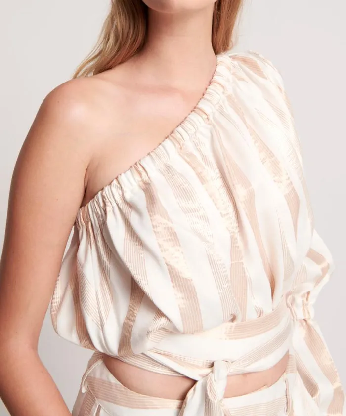 Women SANTA FE STRIPE ONE SHOULDER TOP One Teaspoon Tops