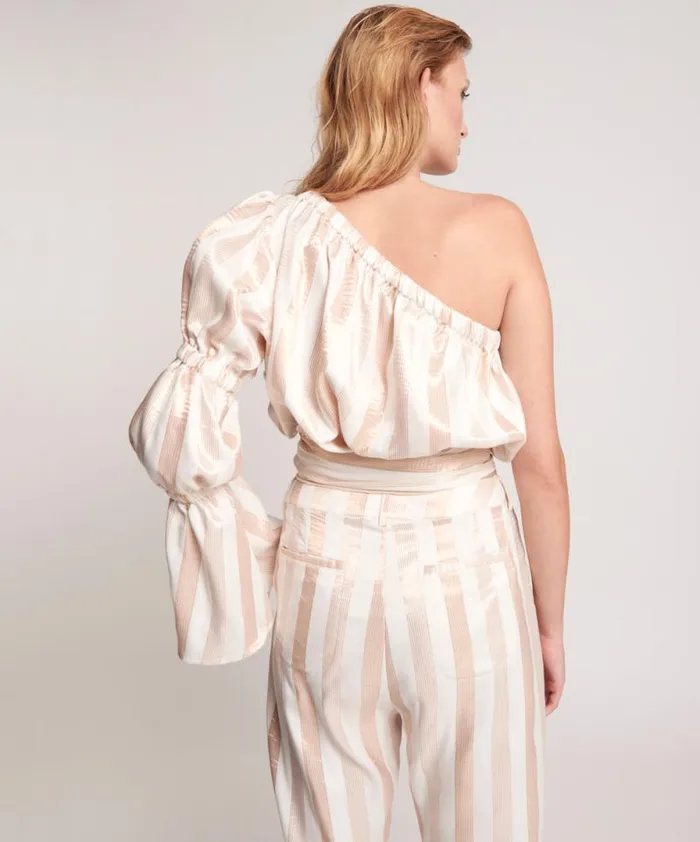 Women SANTA FE STRIPE ONE SHOULDER TOP One Teaspoon Tops