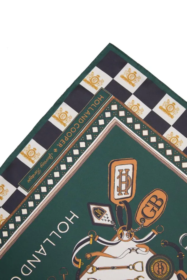 Women Scarves Holland Cooper Stirrup Silk Scarf Black Emerald