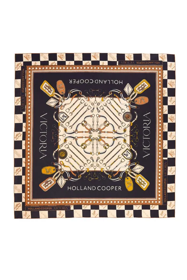 Women Scarves Holland Cooper Victoria Silk Scarf Ink Navy