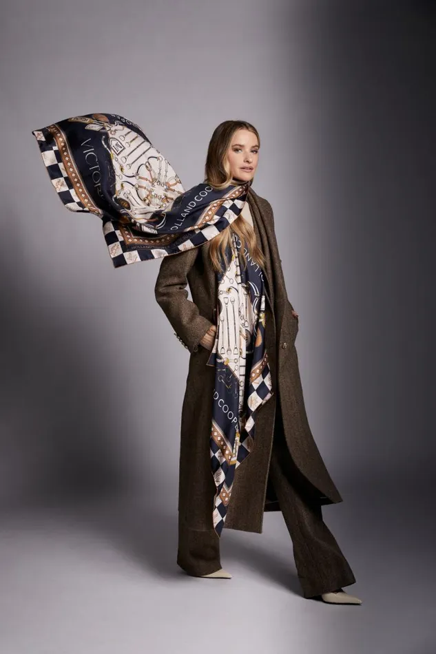 Women Scarves Holland Cooper Victoria Silk Scarf Ink Navy